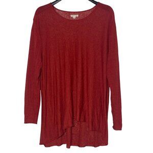 Eileen Fisher Organic Linen Loose Knit Sweater Sz LG Burnt Orange Minimalist